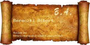 Bereczki Albert névjegykártya